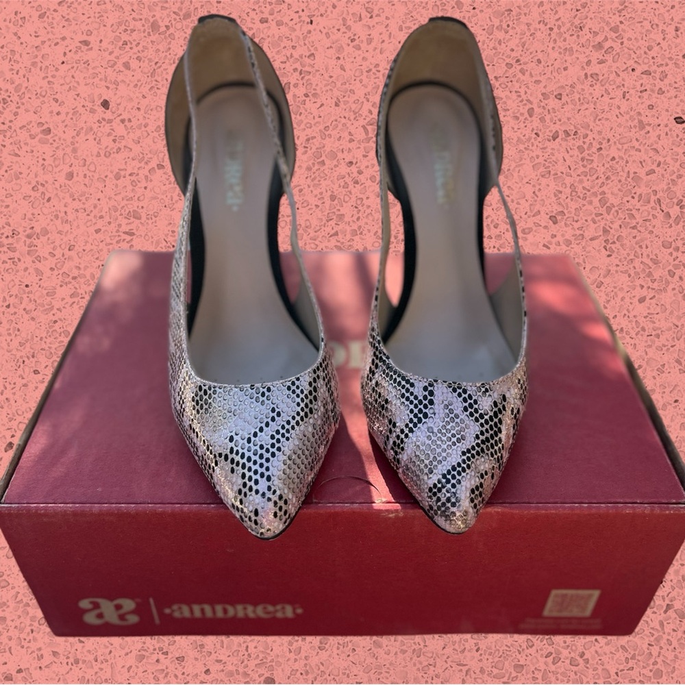 Andrea Snake Skin Print Heels